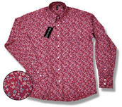 View Item New Mod Retro 60's Floral Print L/S Shirt Red